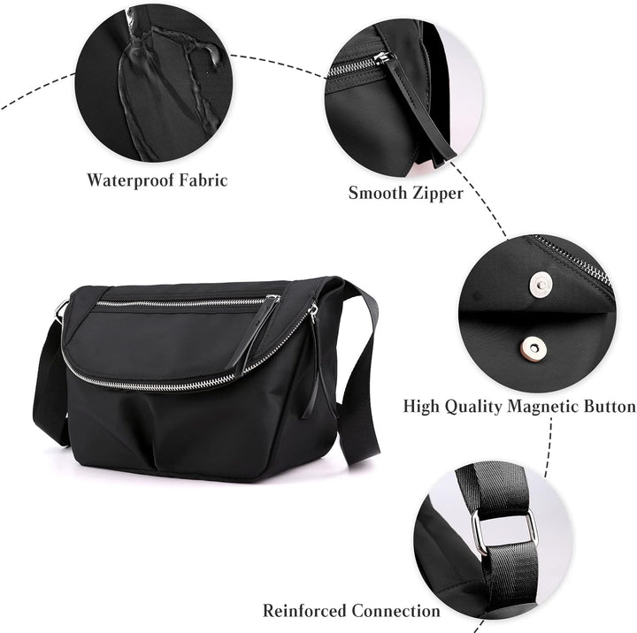 PORRASSO Damen Schultertasche Casual Umhängetasche Nylon Multi Tasche Handtasche Frauen Crossbody Ba