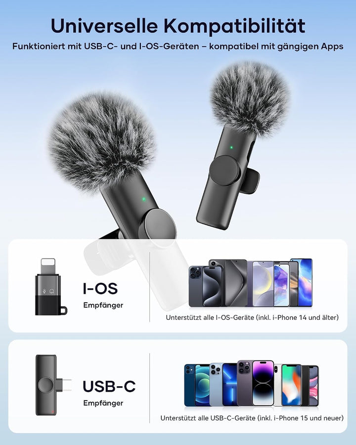 CZOCPOS 2er Set Mini Mikrofone für iPhone, Mikrofon für Handy, iPad &amp; Android, Lavalier Mikrofon mit