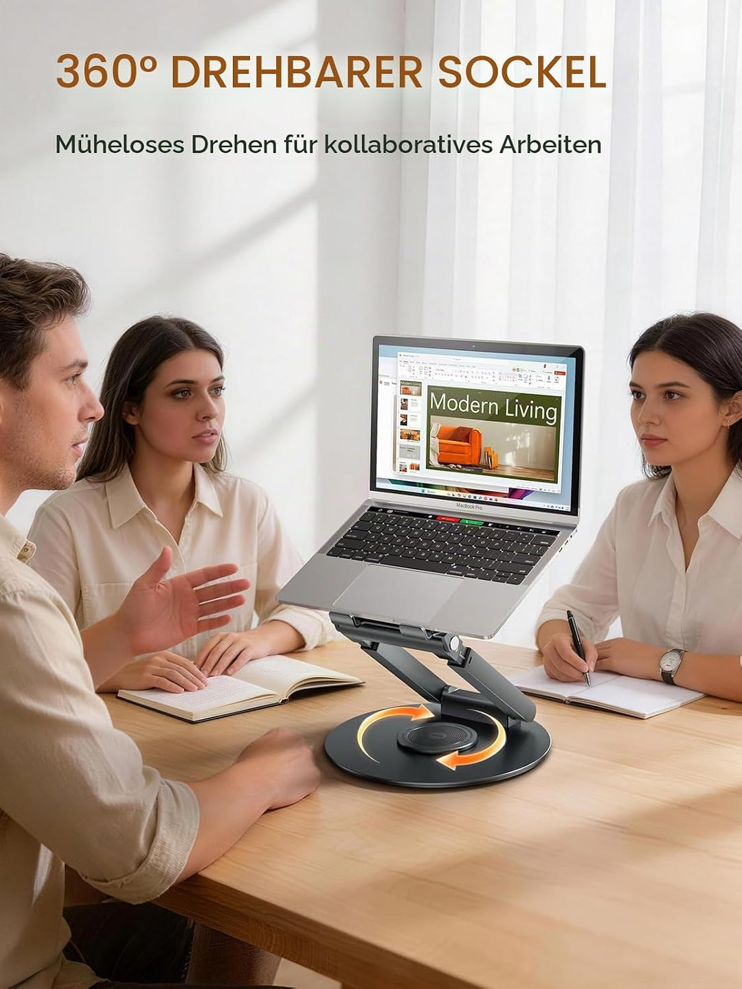 Anifrim 360° Drehbarer Laptop Ständer, Ausziehbar und Höhenverstellbar, Ergonomischer Laptophalter f