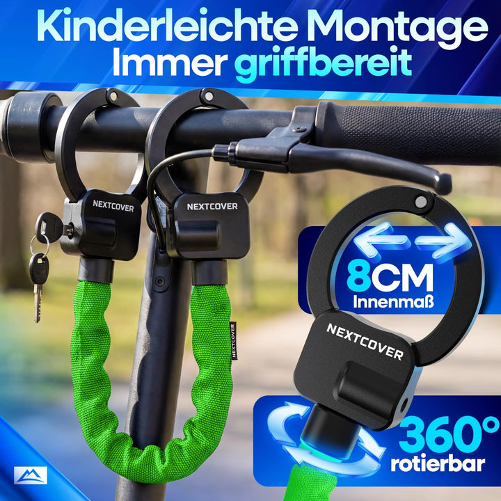 NEXTCOVER® E-Scooter Schloss [Steel-Secure-Technologie] | Handschellenschloss für Roller, eBike | ro