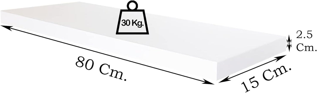 Henor Wandregal FSC® Holzwandregal 80 x 15 x 2.5 cm. Laden Sie 30 kg. Weiss 80 Weiss, P-15 Cm., 80 W
