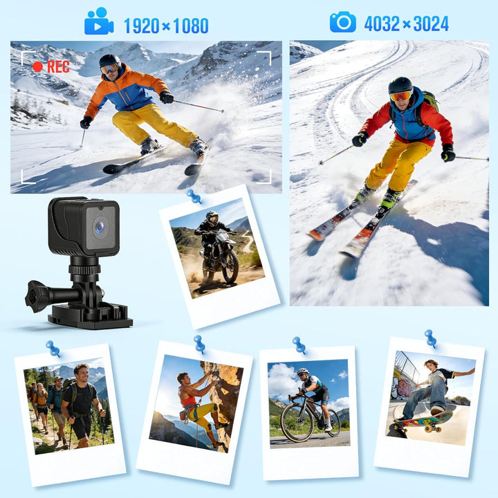 Mini Action Cam,WiFi 1080P HD & 120° Wide Angle Helmet Camera, Verbesserte Version Dashcam Fahrrad M