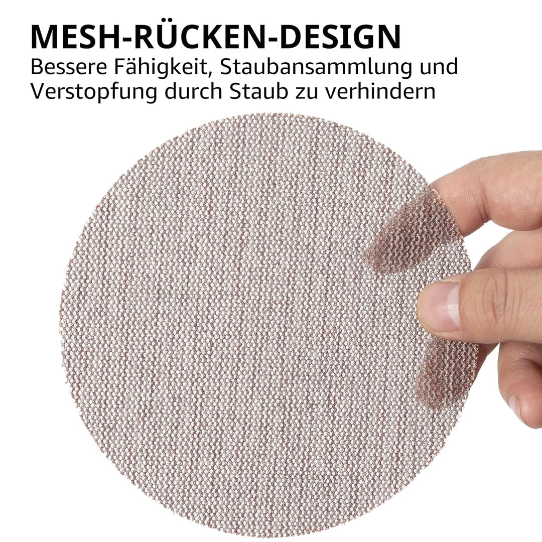 UPWOOD Schleifgitter 50 Stück 150mm Klett Klett Körnung 80 120 180 320 400, Zum staubfreien Schleife