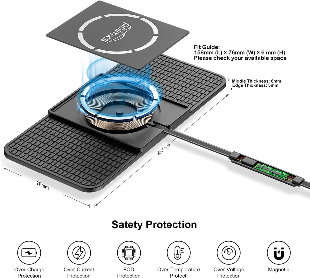 Polmxs für MagSafe Auto Ladegerät Pad,15W Schnellladung Magnetische Wireless Charger Auto Magnetisch