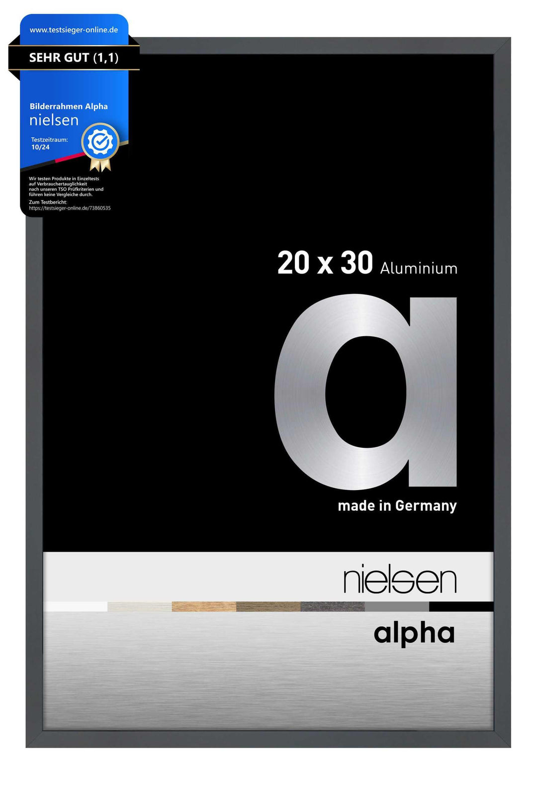 nielsen Aluminium Bilderrahmen Alpha, 20x30 cm, Dunkelgrau Glanz Dunkelgrau Glanz 20 x 30 cm, Dunkel