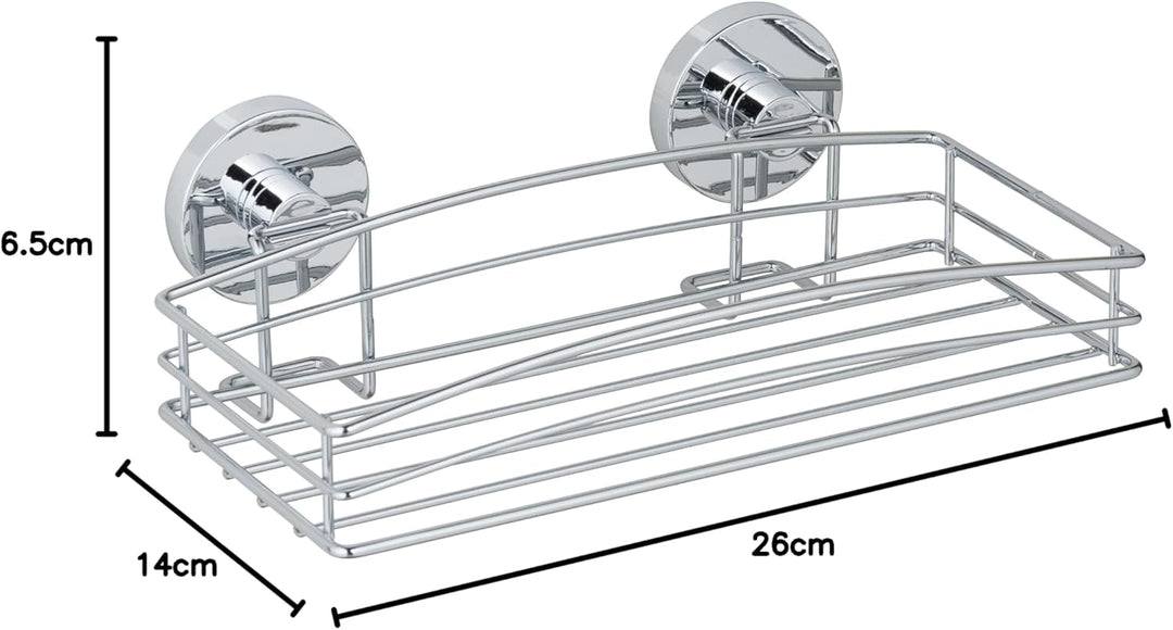 WENKO Vacuum-Loc® Wandablage, Duschablage im offenen Drahtkorb-Design aus verchromtem Metall für Bad