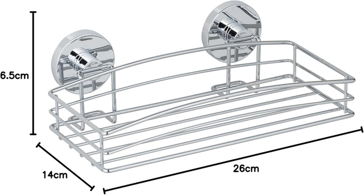 WENKO Vacuum-Loc® Wandablage, Duschablage im offenen Drahtkorb-Design aus verchromtem Metall für Bad