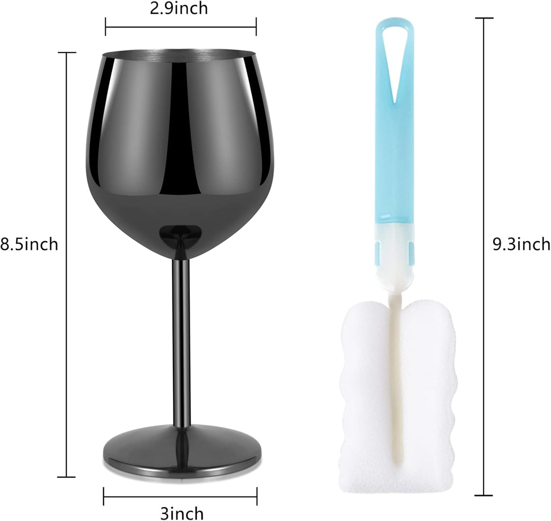 Livole Cocktailgläser aus Edelstahl, Rotweingläser mit Stiel, Unzerbrechlich Weingläser, 18Oz 550ml