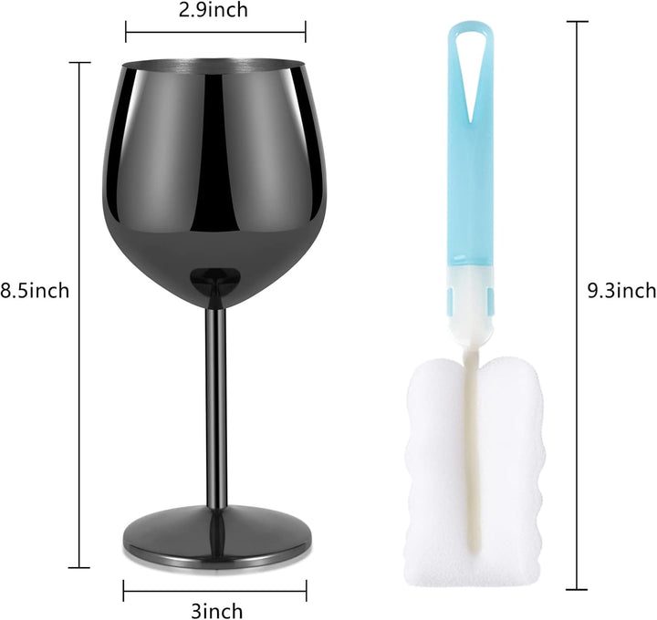 Livole Cocktailgläser aus Edelstahl, Rotweingläser mit Stiel, Unzerbrechlich Weingläser, 18Oz 550ml
