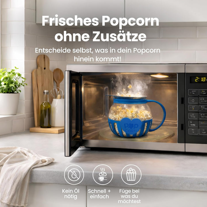 Netrox - Popcorn Maker für Mikrowelle – Glasbehälter, BPA-frei, spülmaschinengeeignet – Fettfreie Po