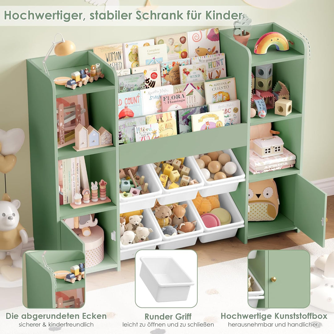 FOREHILL Kinderregal mit Kinderbücherregal Kinderzimmer Möbel aus Holz Bücherregal für Kinder mit Au