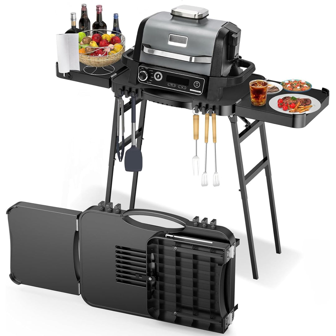 GFTIME Universeller Tragbarer Grillwagen für Enders Urban, Weber Q100/Q200/Q300, Ninja Woodfire, Bur