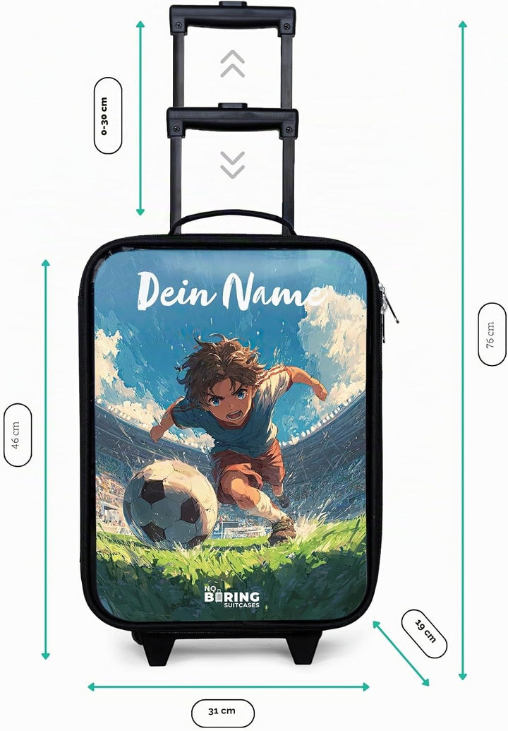 NoBoringSuitcases© Kinderkoffer Klein Personalisiert mit Name Reisekoffer Stadion - Fussball Mit Nam