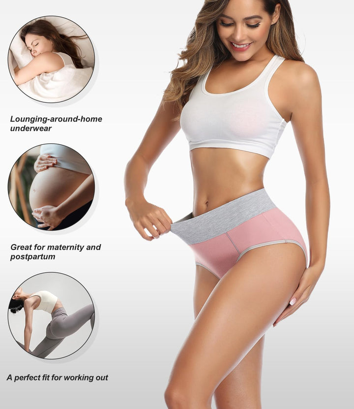 wirarpa Unterhosen Damen Baumwolle Unterwäsche Frauen Taillenslip Hohe Taille Slip 5er Pack M Mehrfa