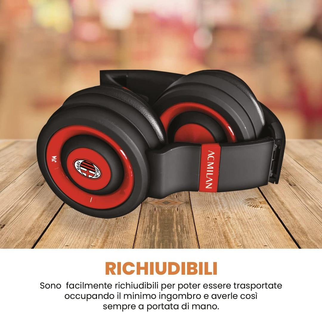 TECHMADE AC Milan Kabellose Over-Ear-Kopfhörer, kabellos, zusammenklappbar, Kopfhörer mit eingebaute