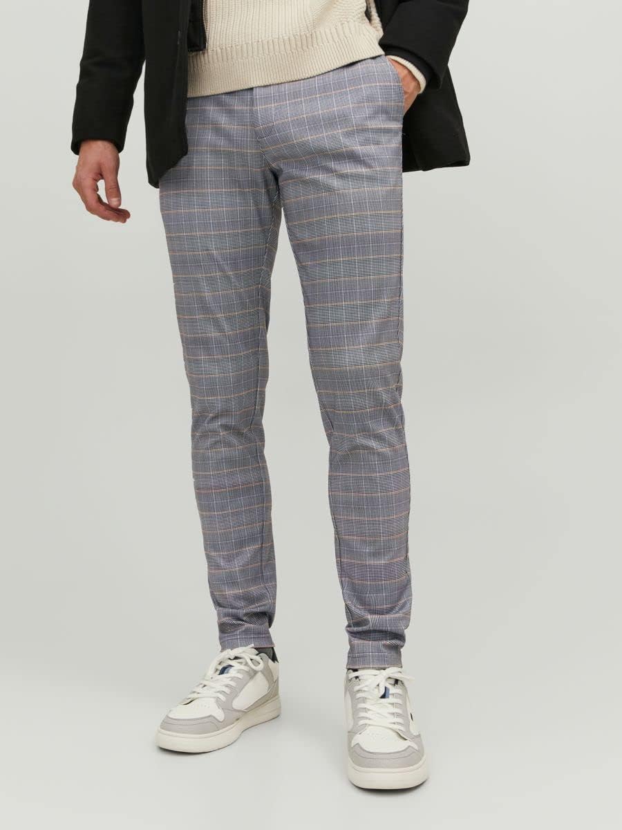 JACK &amp; JONES Herren Jjimarco Jjphil Nor Blue/Chip Check Noos Hose 30W / 34L Chipmunk, 30W / 34L Chip