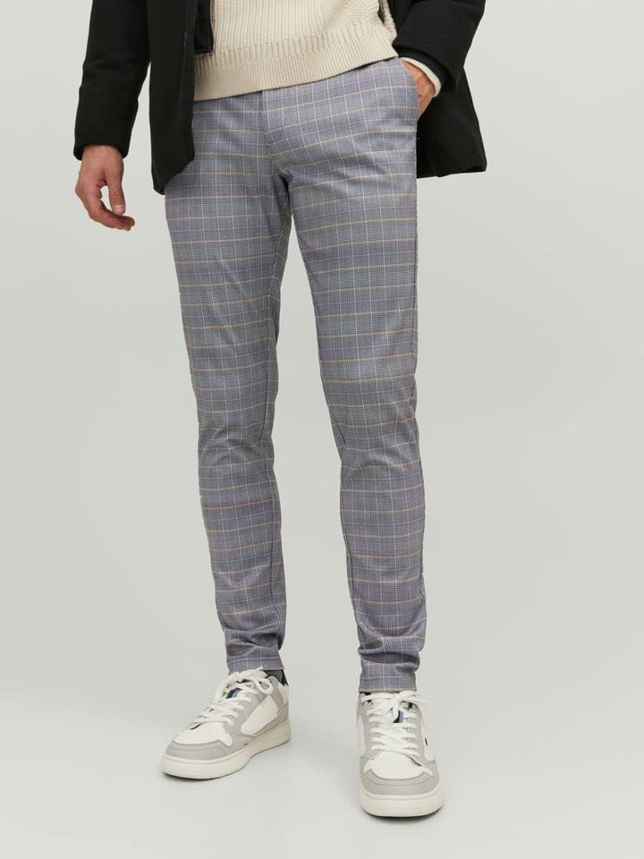 JACK & JONES Herren Jjimarco Jjphil Nor Blue/Chip Check Noos Hose 30W / 34L Chipmunk, 30W / 34L Chip