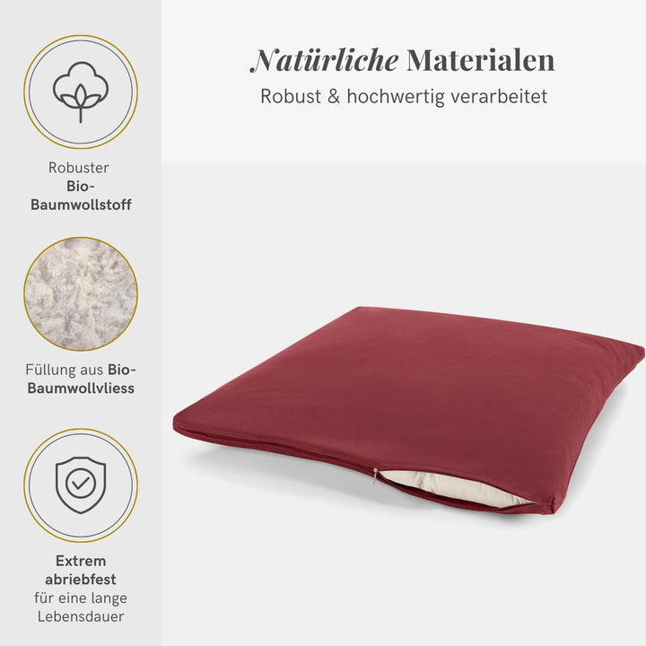 Lotuscrafts Meditationsmatte Zabuton Deluxe - Extra Dick - Meditationskissen Unterlage für entspannt