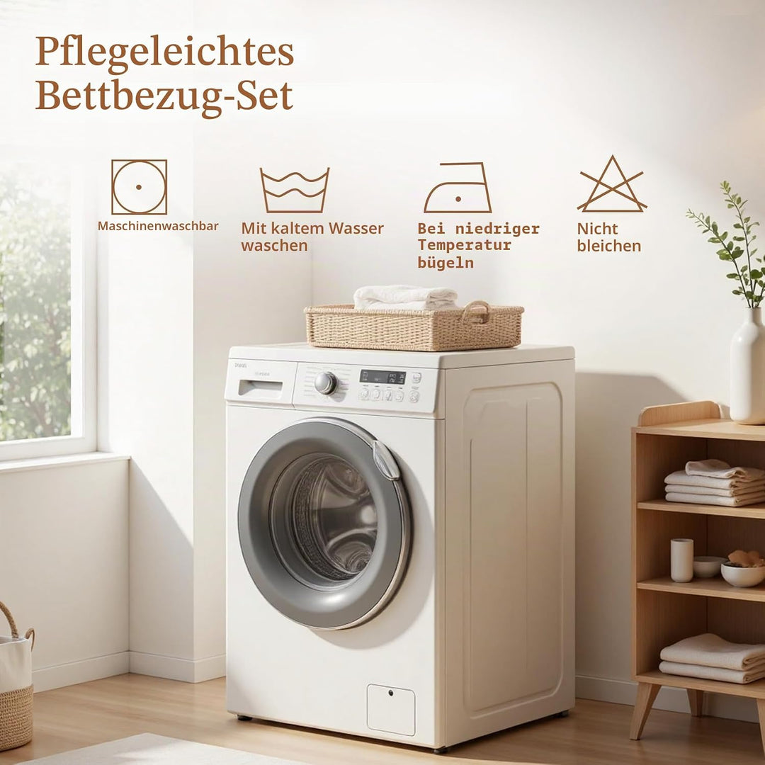GEDAEUBA Sommer Bettwäsche 140x200 Hirsch - Waldtiere Bettbezug 140x200 2er Set, Wendebettwäsche und
