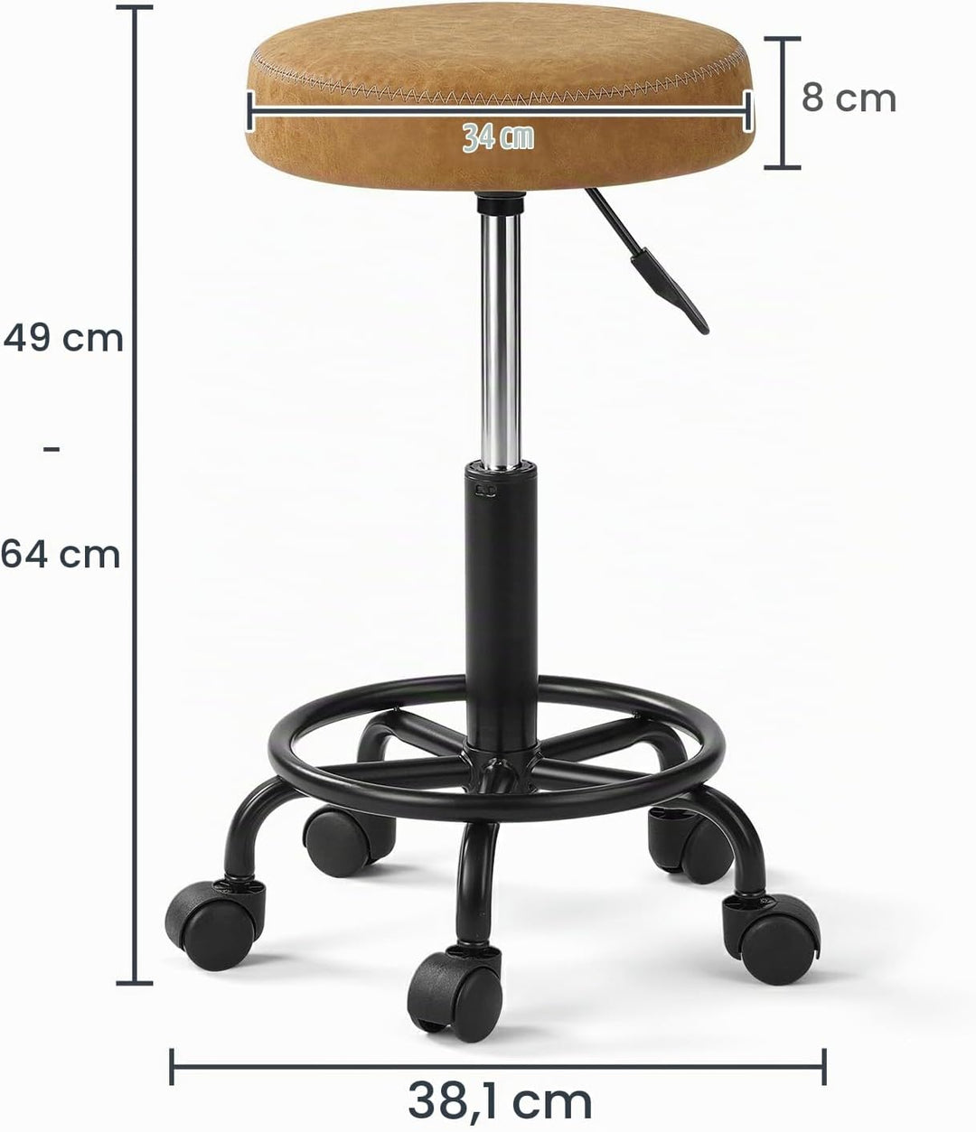 Ergonomischer Rollhocker Drehhocker 48-58cm Braun Braun 1, Braun 1