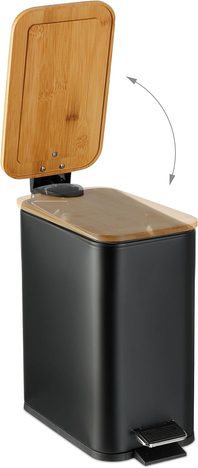 Relaxdays Mülleimer Bad, 5 Liter, entnehmbarer Inneneimer, Kosmetikeimer, Metall, Badmülleimer mit B