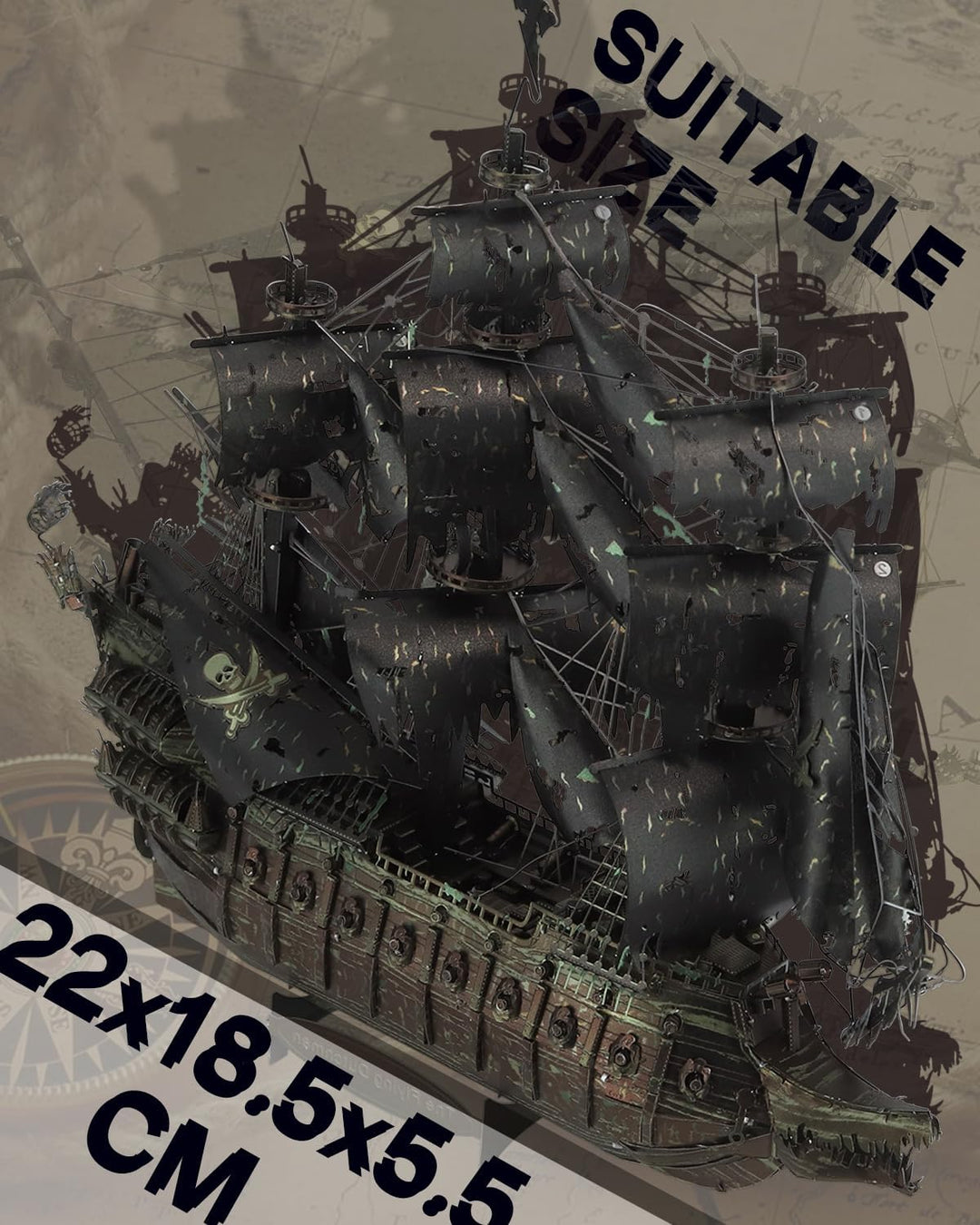 Piececool 3D Puzzle Metall Piratenschiff Fliegender Holländer, 3D Metall Puzzle Segelboot Schiffsset