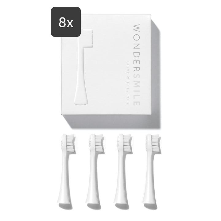 Wondersmile Ersatzbürsten Schallzahnbürste (Soft, All White, 8er Pack) - Bürstenköpfe für Wondersmil