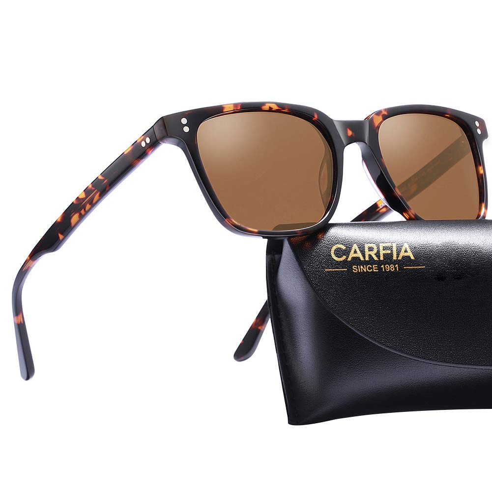 CARFIA Polarisierte Herren Sonnenbrille mit Rechteckig Acetatrahmen, 100% UV-Schutz Sportliche Sonne