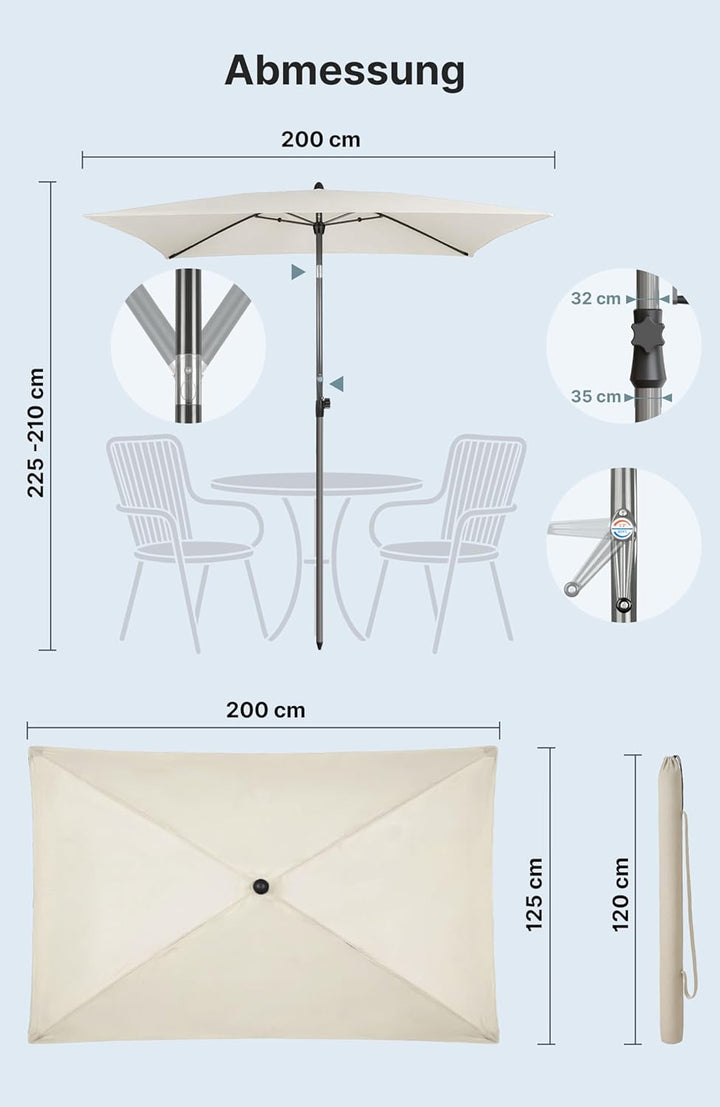4smile Sonnenschirm Balkon SunnyShade Plus, mit Sonnenschirm Schutzhülle - Sonnnenschutz Balkon SET,