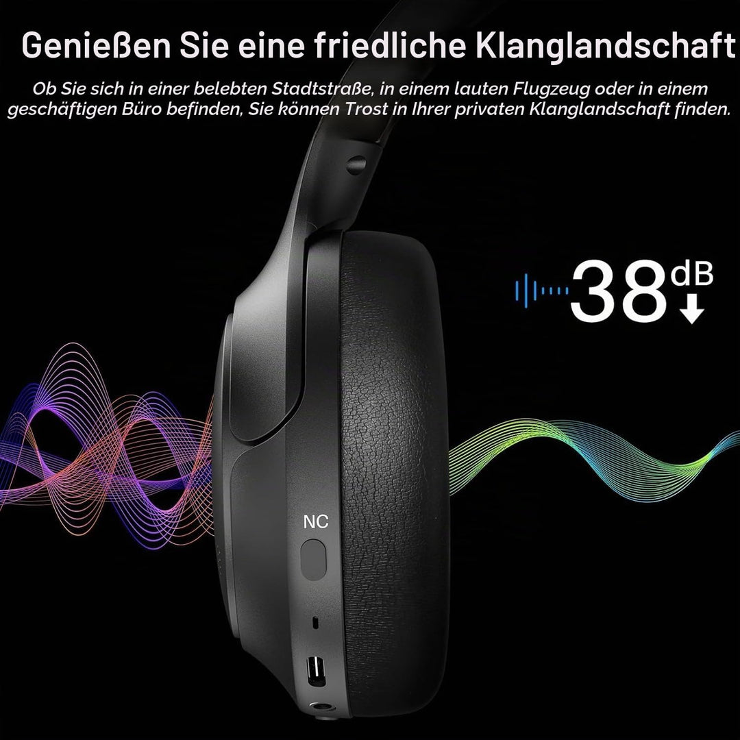 TOZO HT2 Kabelloser Bluetooth Kopfhörer Over-Ear mit Hybrid Active Noise Cancelling, 56 Stdn. Spielz