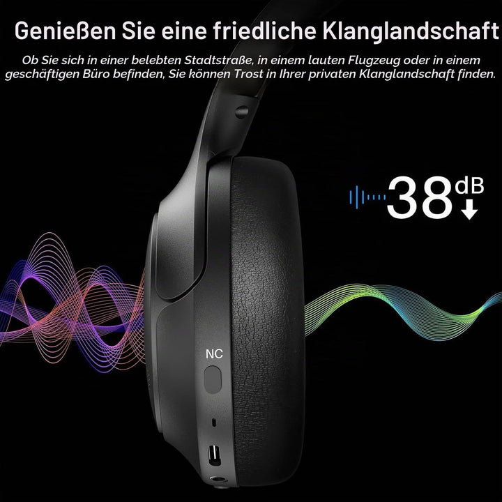 TOZO HT2 Kabelloser Bluetooth Kopfhörer Over-Ear mit Hybrid Active Noise Cancelling, 56 Stdn. Spielz