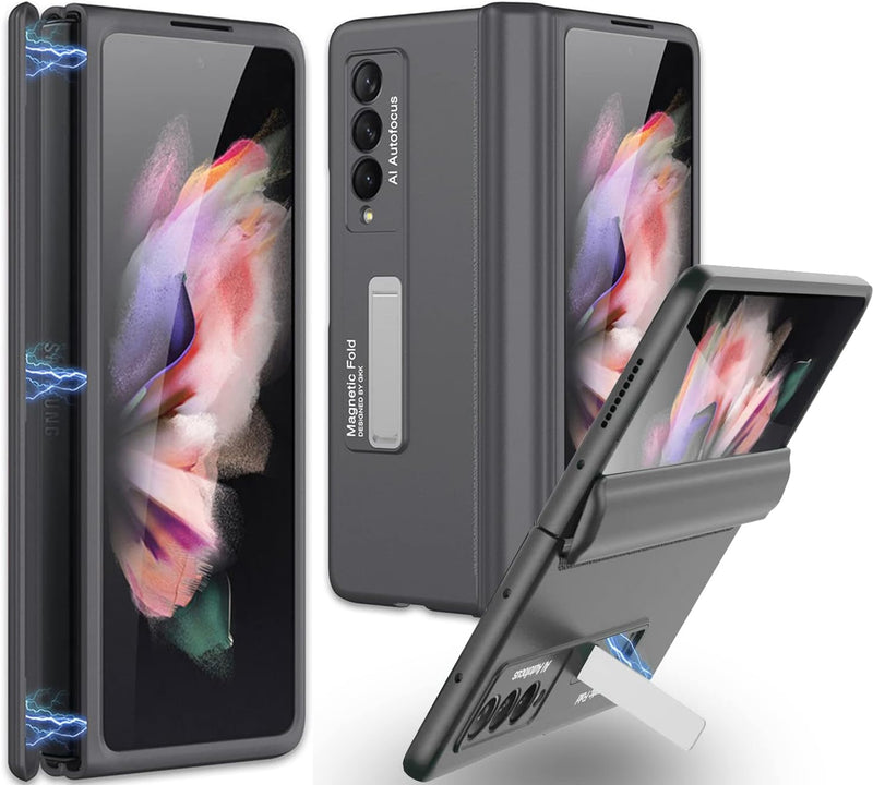 Miimall Kompatibel mit Samsung Galaxy Z Fold 3 Hülle, [Magnetischer Scharnierschutz] Hartes PC Handy