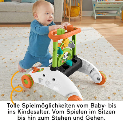 Fisher-Price HJY73 - 2-Seiten Panda-Lauflernwagen, mitwachsendes interaktives Spiel-Center mit über
