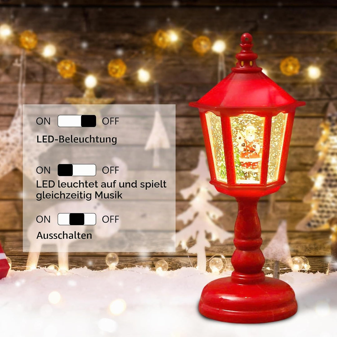 Weihnachtsdeko Laterne, Weihnachts Schneekugel Laterne mit Musik, Weihnachten Deko, Weihnachtslatern