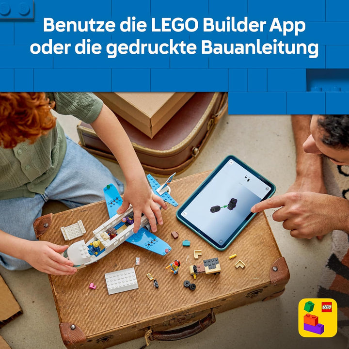 LEGO City Passagierjet Spielzeug - Flugzeug Modellbausatz mit 4 Minifiguren und Reisezubehör - Lerns