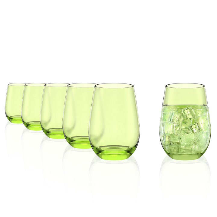 Stölzle Lausitz Gläser ELEMENTS 465 ml Grün I Trinkgläser 6er Set I Gläser-Set spülmaschinenfest I h
