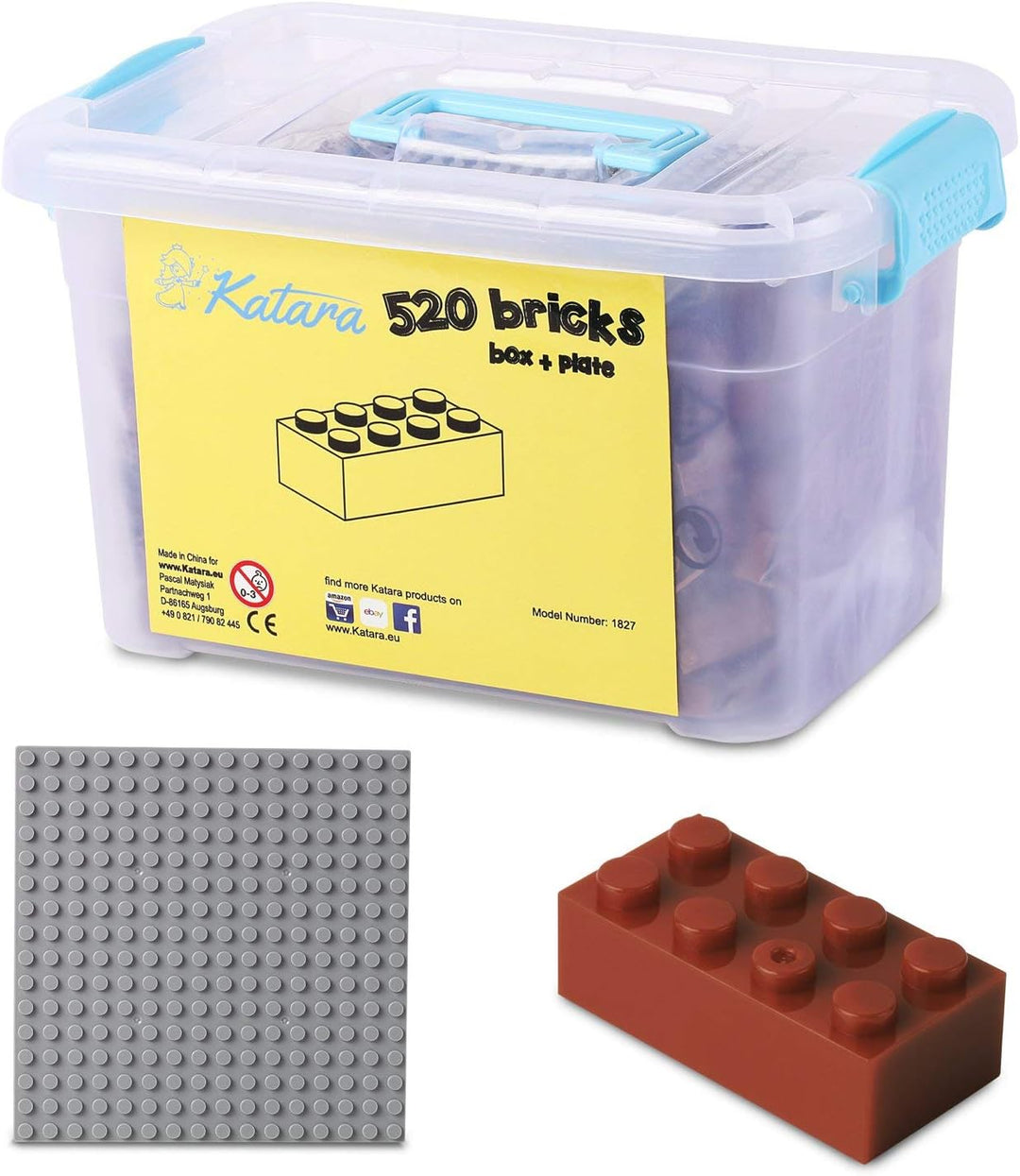 Bausteine - 520 Stück, Kompatibel zu Allen Anderen Herstellern - Inklusive Box und Grundplatte, Brau