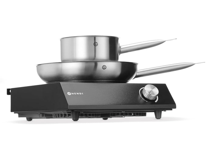 HENDI Induktionskocher-Set, inkl. ø280mm Bratpfanne und ø160mm Kochtopf, für Pfannen mit Bodendurchm