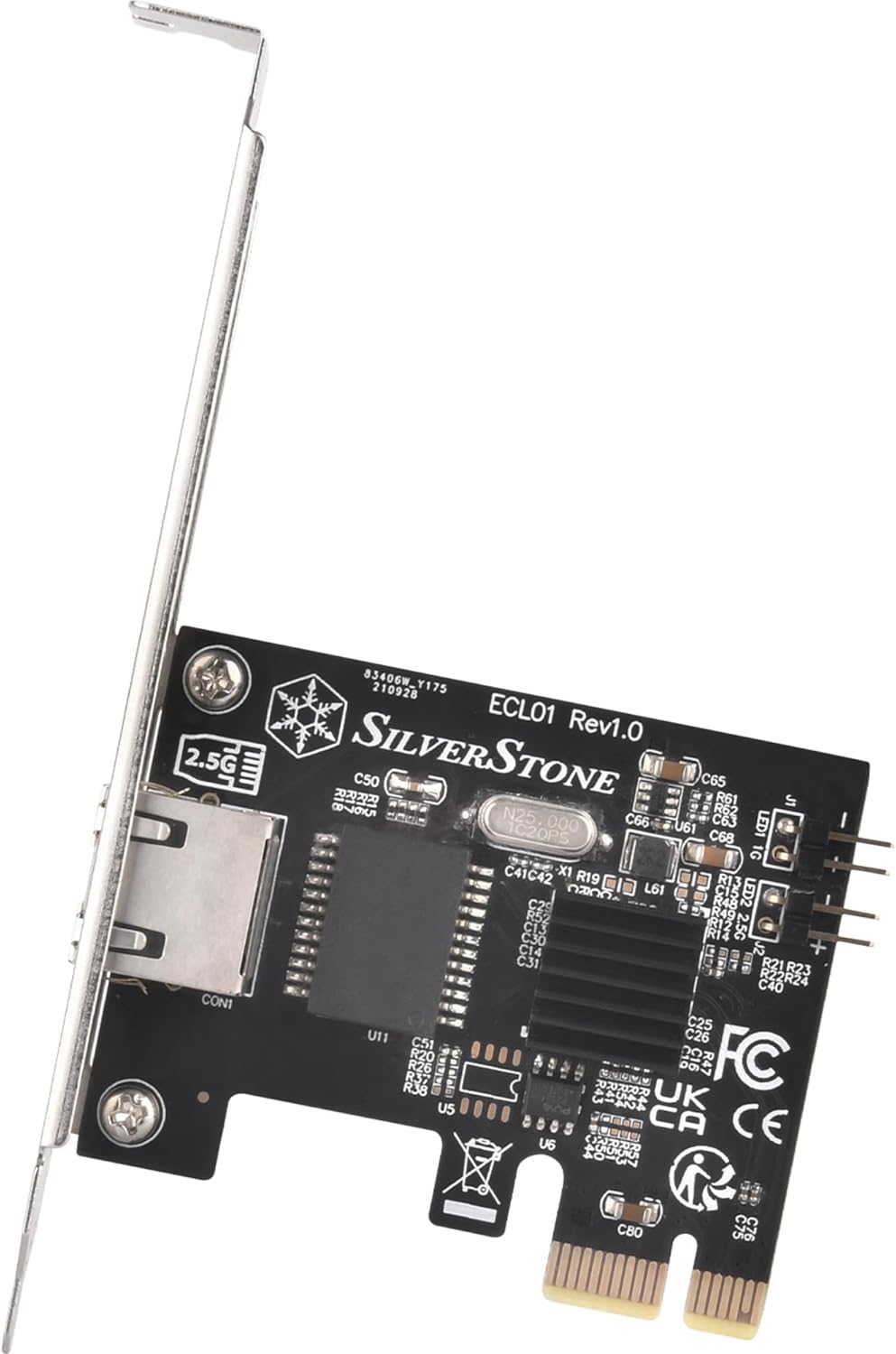 SilverStone Technology SST-ECL01 - RJ45-PCIe-Netzwerkschnittstellenkarte für 2, 5 Gbps