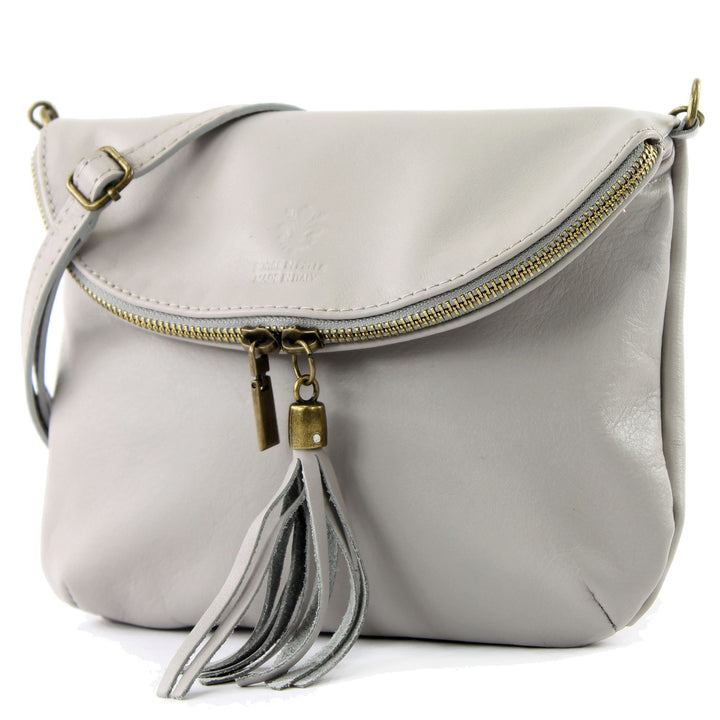 modamoda de - T07 - ital. Umhänge Clutch Klein Nappaleder Grau2021, Grau2021