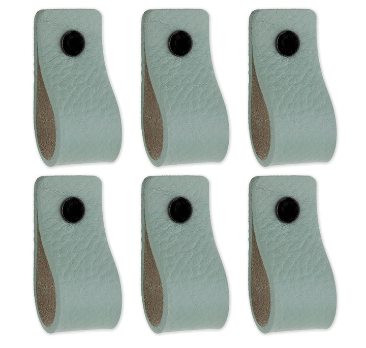 Brute Strength - Ledergriffe für Möbel - Blassgrün - 6 Stück - 12,5 x 2,5 cm - Schrankgriff, Türgrif