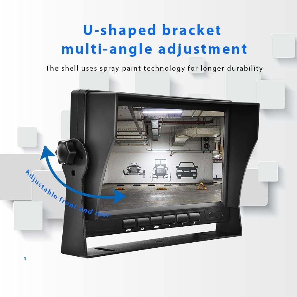 Hikity Rückfahrkamera Set AHD mit 7 Zoll LCD Monitor &amp; Kamera Nachtsicht IP69 Wasserdicht für LKW, A