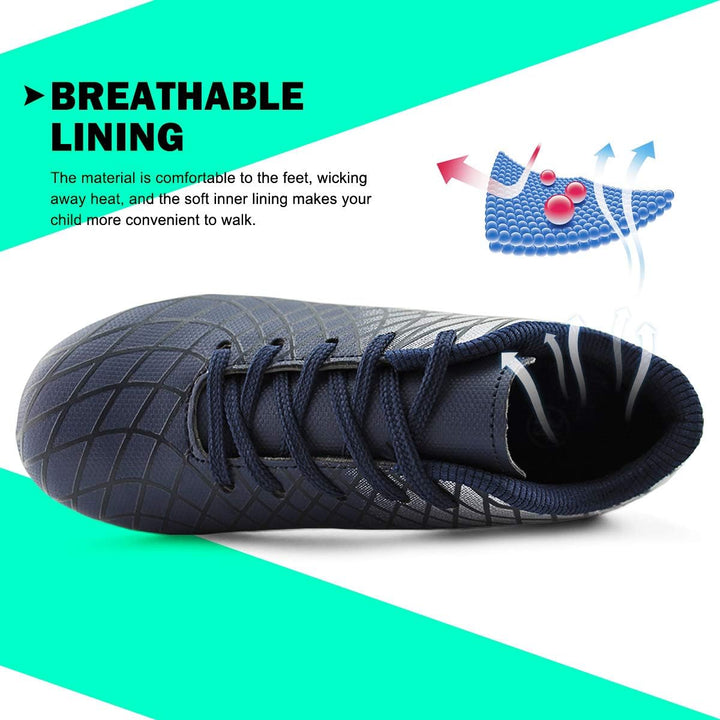 JABASIC Kinder Soccer Boots Jungen Mädchen Sportlich Draussen Fussballschuh 29 EU Navy Splitter, 29