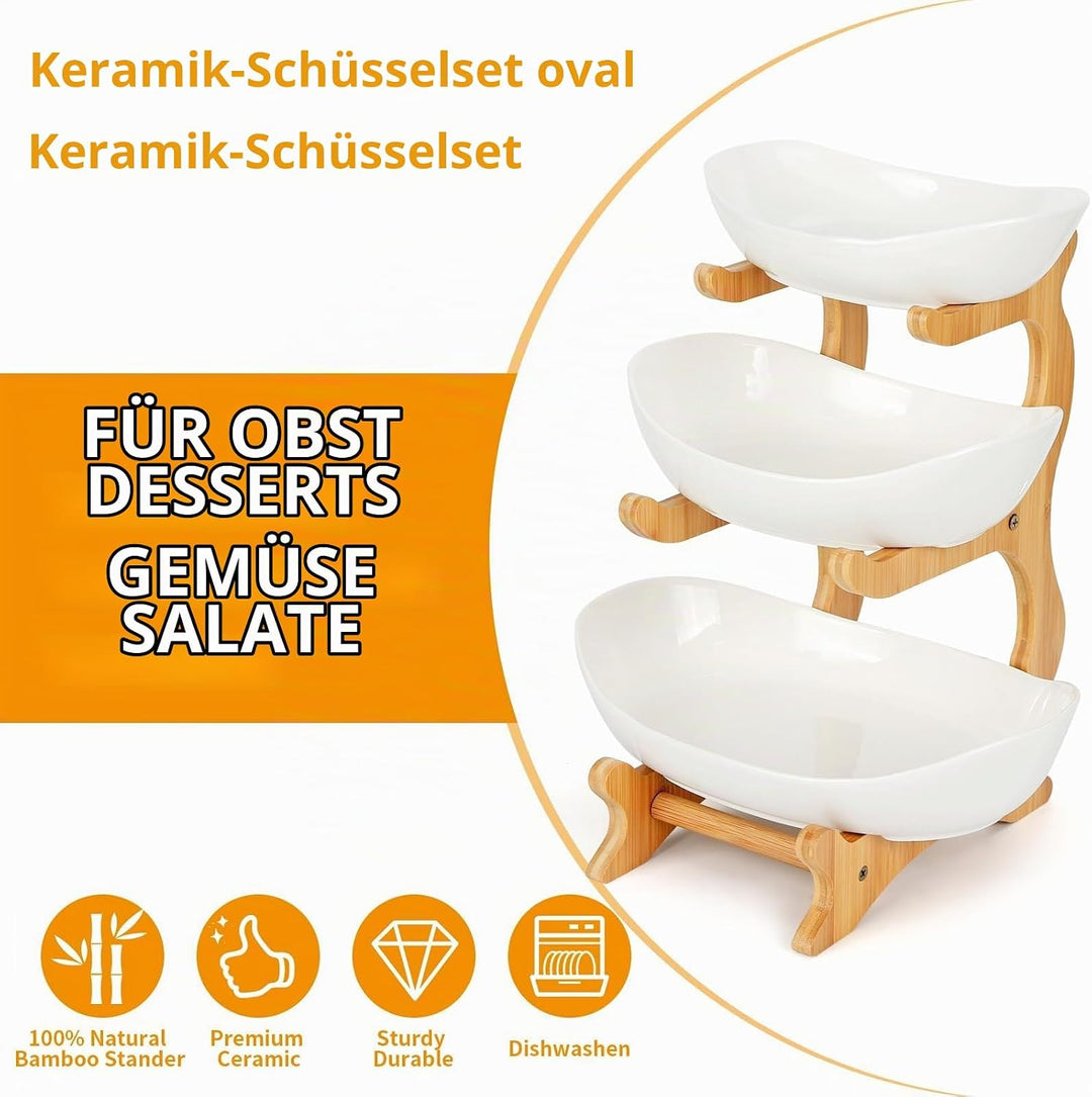 Fruchtkuchen Stehen Mehrstöckiger Keramik-Obstkübel Küche Ablagekorb Arbeitsplatte Dekoschalen 3 Stö