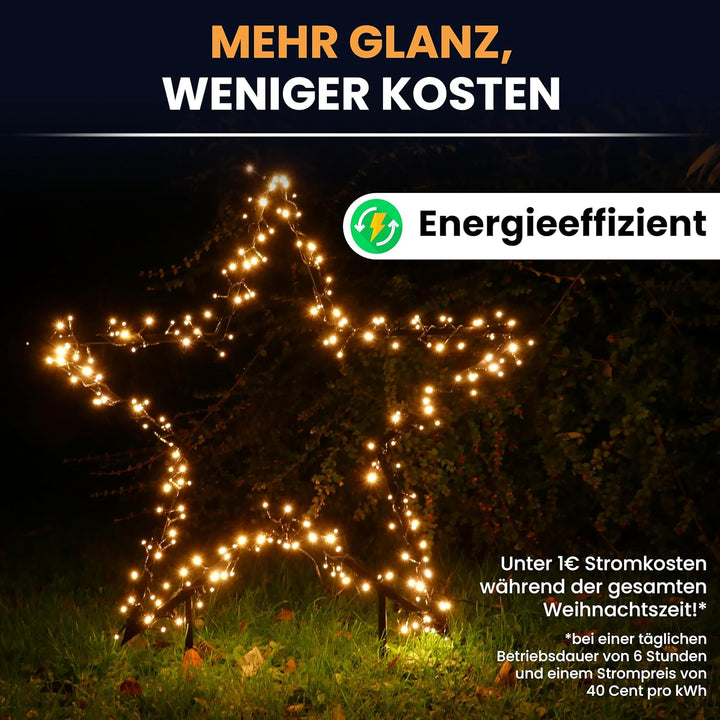 Gartenpirat Gartenstern mit Erdspiess Ø 60 cm 150 LED warmweiss mit Timer-Funktion Gartenstecker Wei