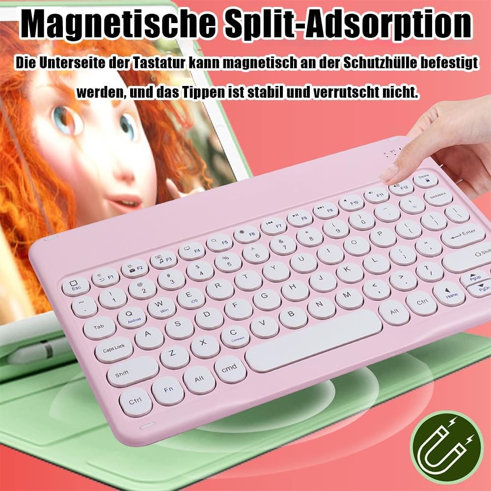Bluetooth Tastatur Kabellos, Maus Tastatur Sets,Funktastatur Mit Maus Mini Tastatur Ultra-Dünn Wirel