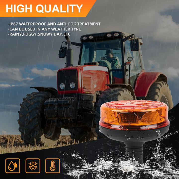 Qiping 12/24V LED Blitz Kennleuchte Orange Warnleuchte Amber Blitzlicht Gelb Strobe Light - ECE E9-g