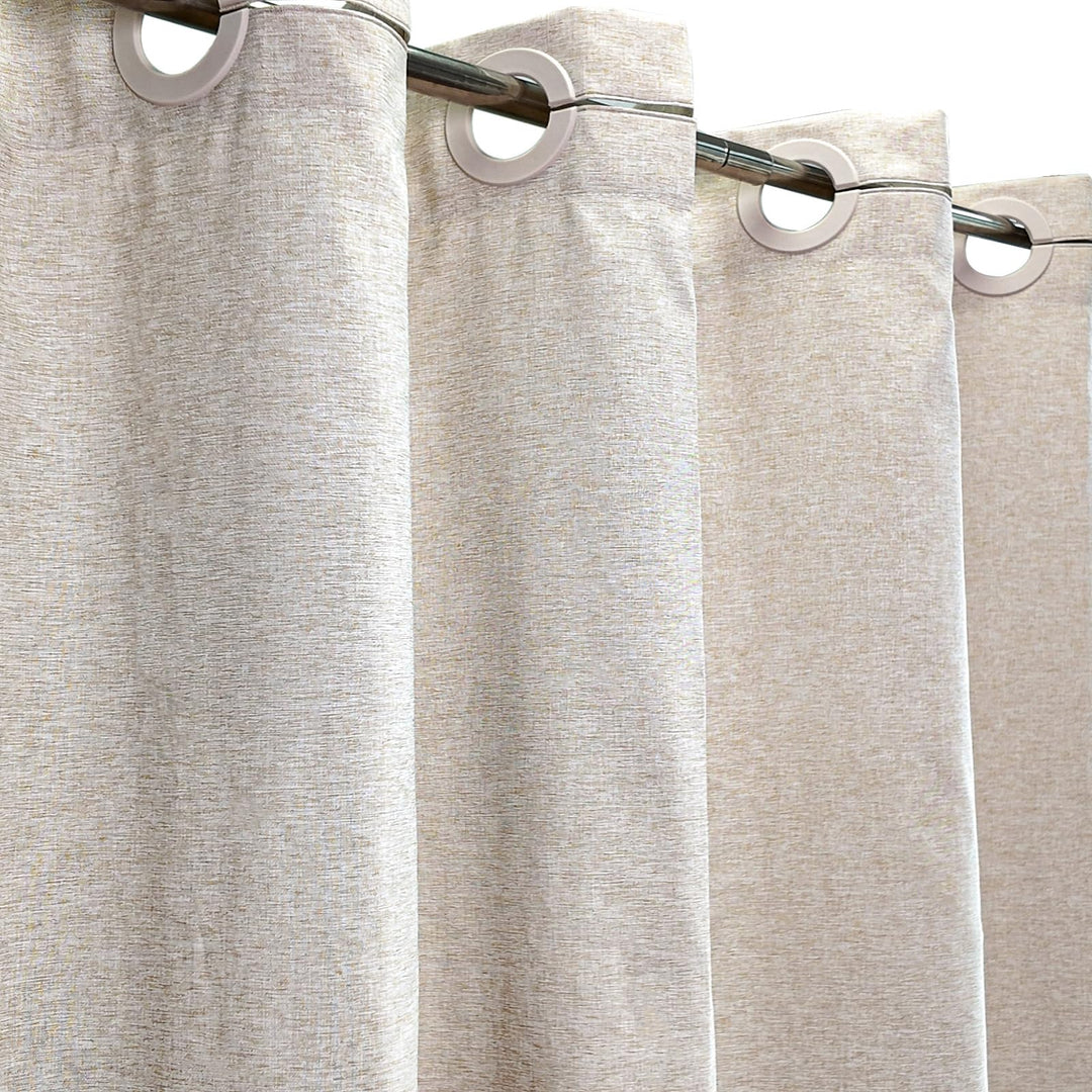 YISURE Hakenlos Duschvorhang 180x180 leinenoptik Kunstleinen, schwer Beige Crème Schmal Badevorhang