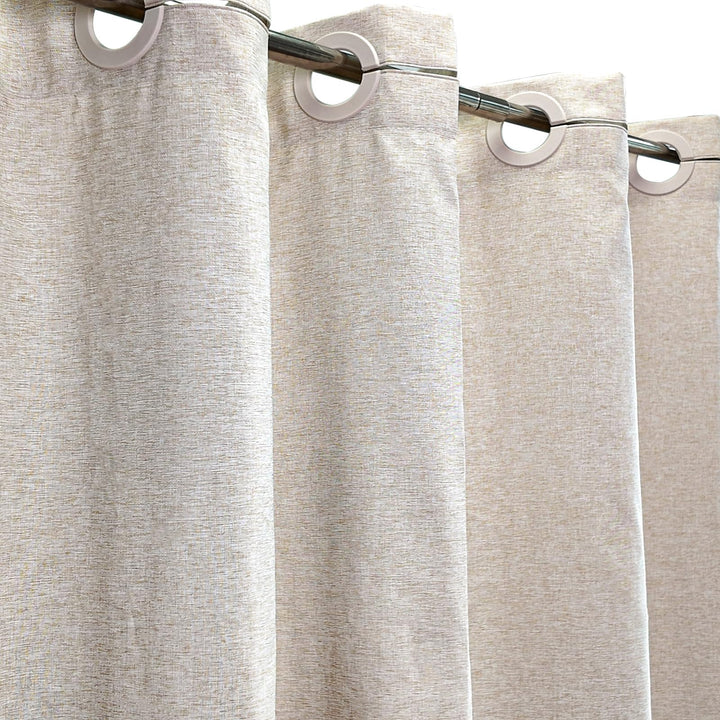 YISURE Hakenlos Duschvorhang 180x180 leinenoptik Kunstleinen, schwer Beige Crème Schmal Badevorhang