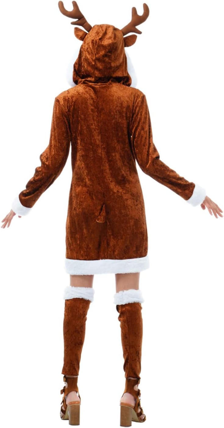 Chaks Damen Kostüm REH Sophie Kleid braun Verkleidung Waldbewohner Fasching Karneval (XS), XS